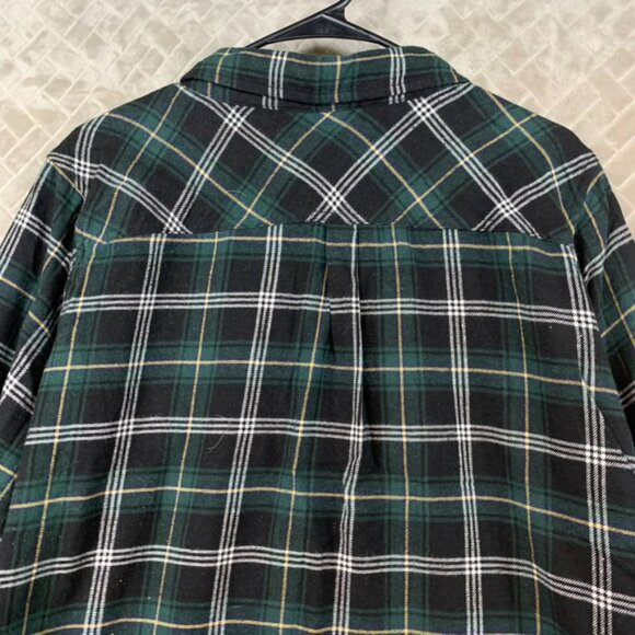 Well Worn Mens XXL Shirt Green Plaid Flannel Button Up Long Sleeve Cotton Blend - Picture 10 of 13